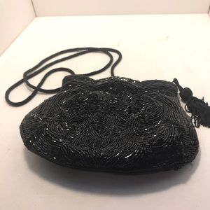 Andre Cellini Italian Designer black beaded evening bag
